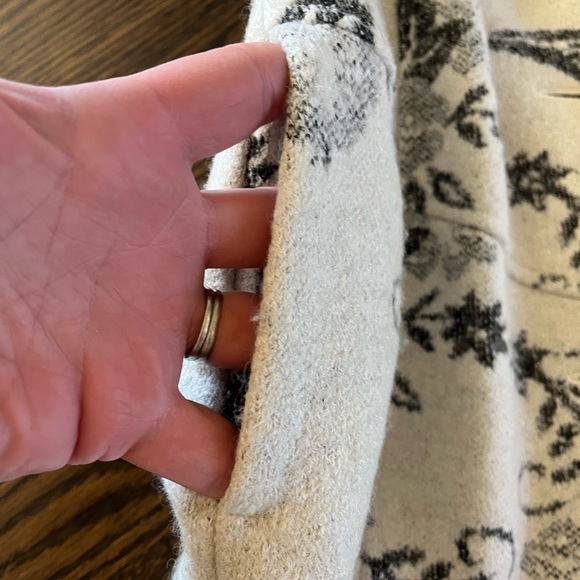 Lucy Laurel medium Anthropologie wool blend flower jacket dress coat gray ivory - Picture 6 of 8